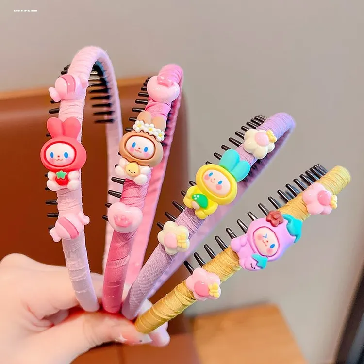 卡通碎花发箍碎发神器前额春夏可爱简约学生带齿压发防滑头箍束发