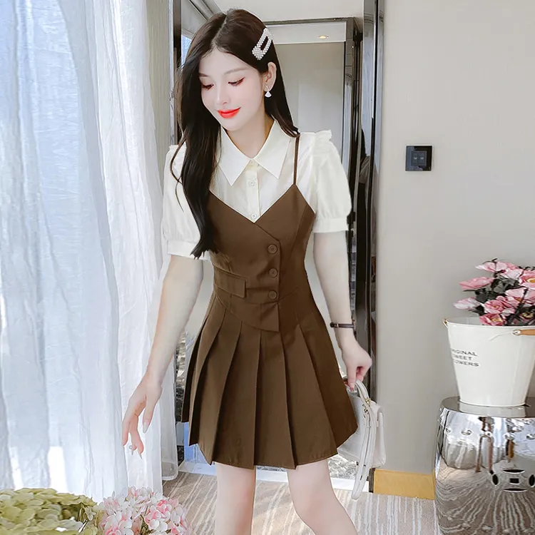 宝藏衣橱假两件连衣裙女装2025时尚气质短裙9728