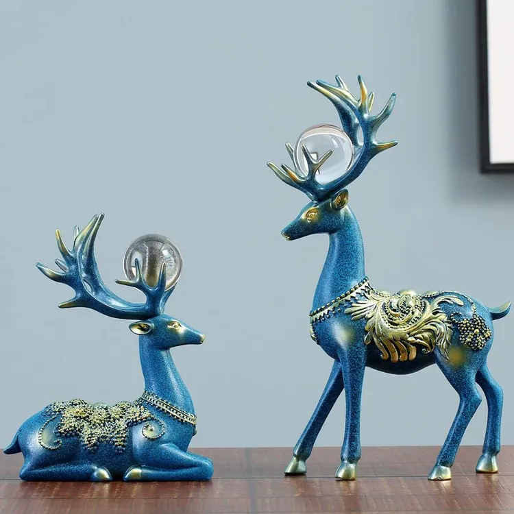 麋鹿摆件客厅玄关电视柜酒柜招财办公室梅花鹿轻奢高档家居装饰品