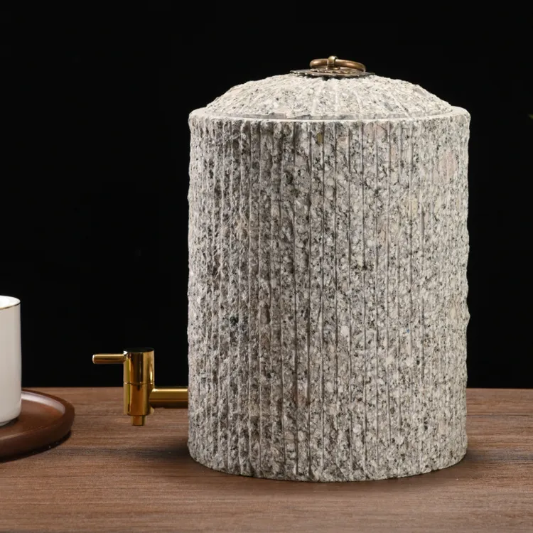 天然石非紫砂缸净化水石头桶麦饭石饮水机过滤净化茶道储水罐水缸