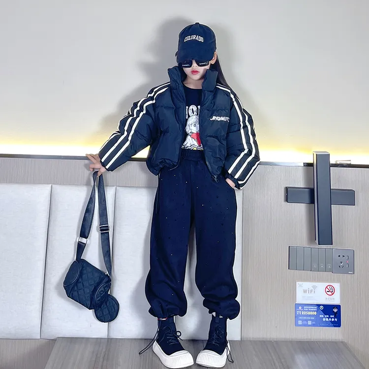 女童秋冬裤子2023新款儿童重工烫钻保暖休闲裤中大童韩版宽松卫裤