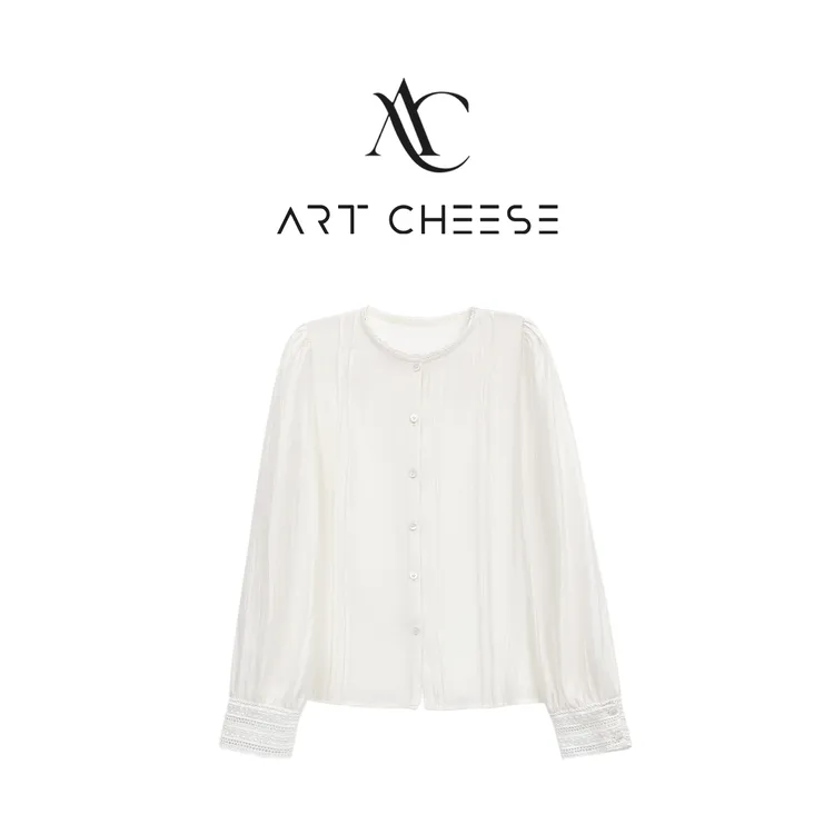 【芝士Cheese】几许冬色 新中式气质优雅宽松显瘦别致拼接花边衬衫