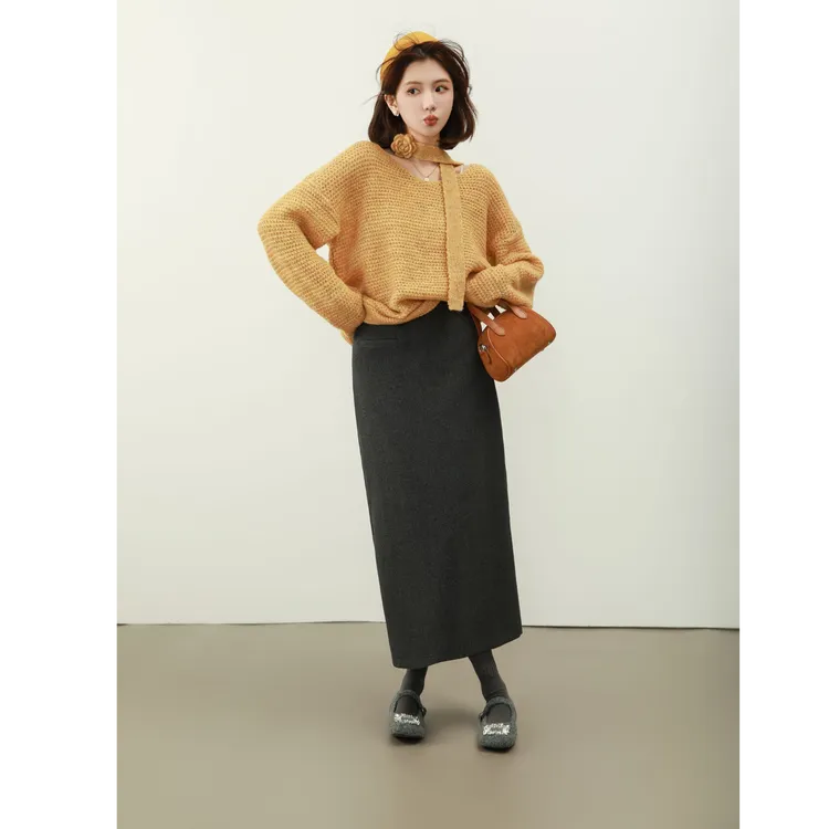 【芝士Cheese】暖橘甜茶 混色晕染彩纱柔软宽松慵懒毛衣
