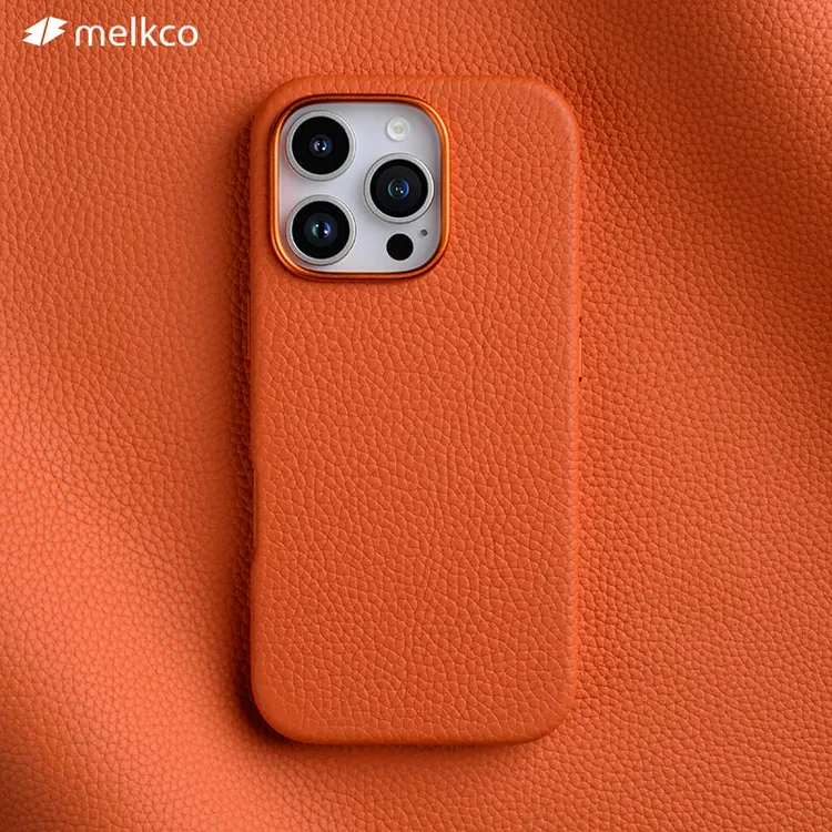 Melkco适用苹果16ProMax手机壳16pro全包真皮封孔款Magsafe壳Plus