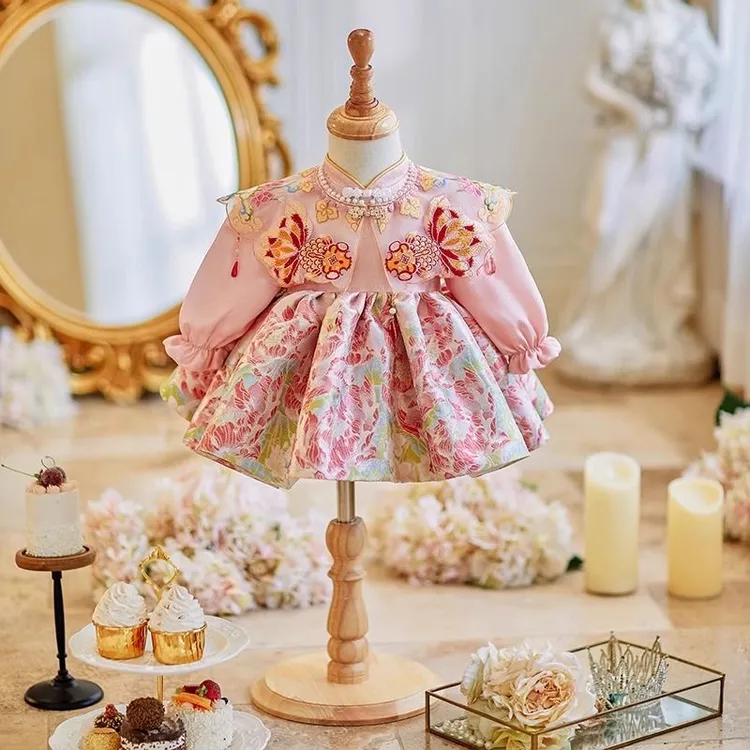 女宝宝抓周礼服秋冬公主裙小童婴儿一周岁生日宴国风唐装女旗袍裙