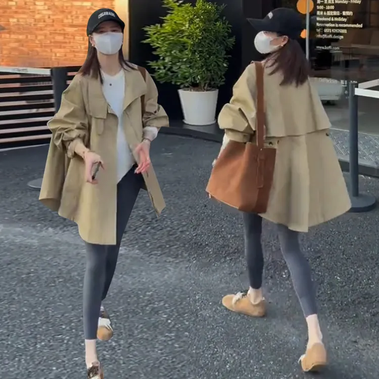 新款慵懒风风衣外套女秋季宽松显瘦中长款时尚洋气英伦风大衣女款