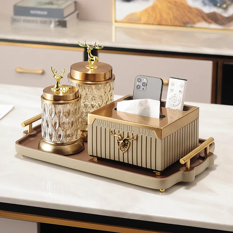 创意纸巾盒餐厅客厅轻奢茶几多功能抽纸盒家用遥控器收纳盒置物