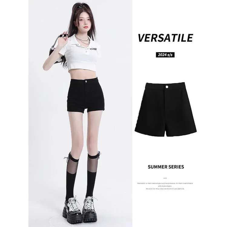 黑色外穿打底短裤女高腰显瘦弹力秋冬加绒加厚夏季防走光A字热裤1