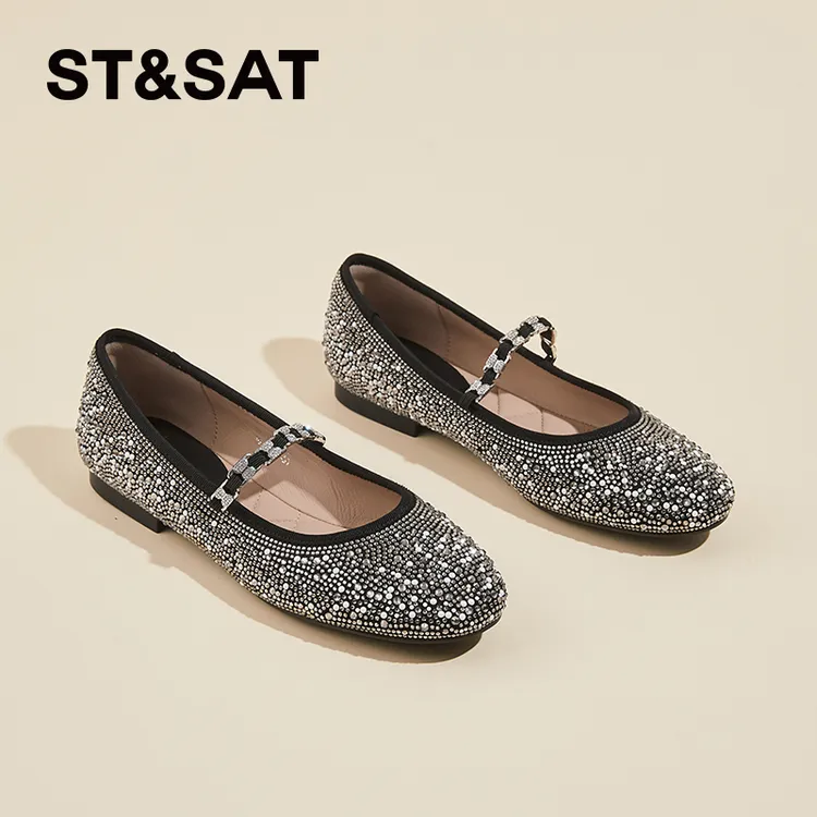 星期六玛丽珍鞋女鞋2025年春季新款鞋子浅口芭蕾舞鞋单鞋水钻平底