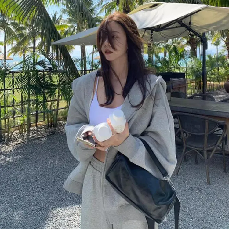 【石榴家】卫衣外套女2025秋冬开衫加绒连帽拉链oversize休闲上衣