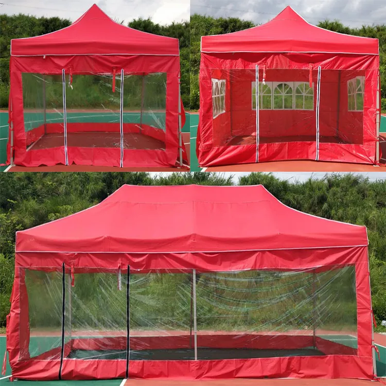 户外广告帐篷四脚摆摊大伞遮阳棚雨棚帐篷夜市摆摊用4面透明围布