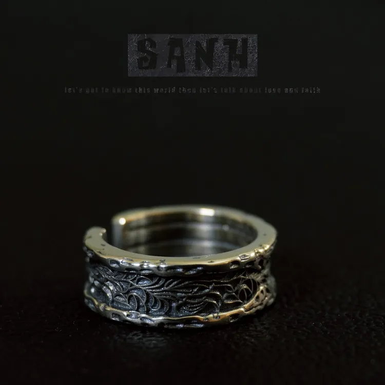 925银戒指 SANH男戒指【唐草】雕刻小众个性手工复古民族风男士
