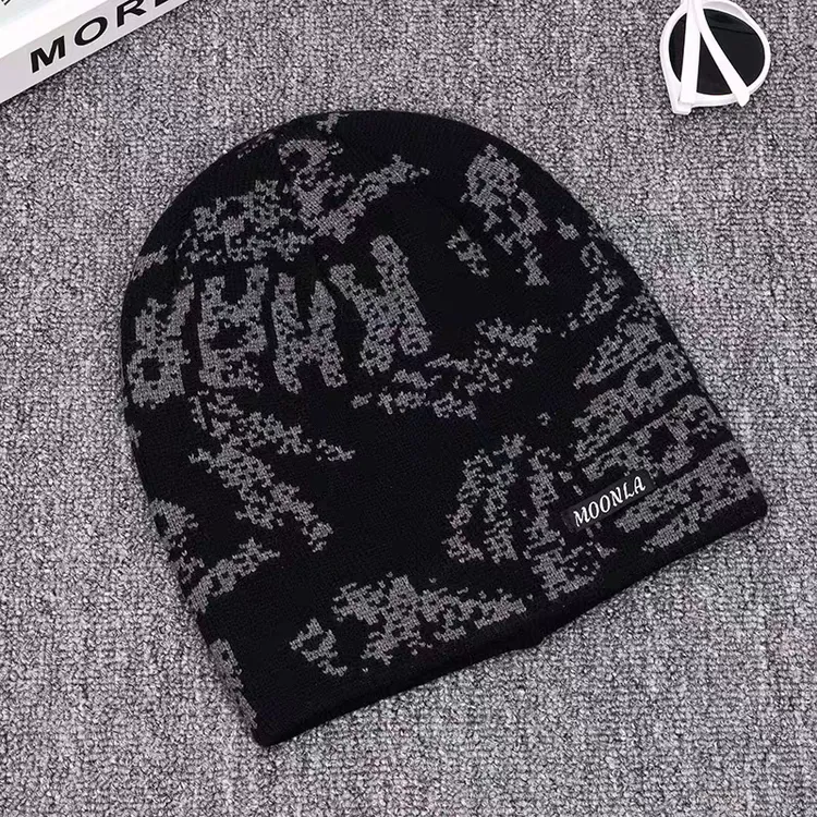 冬季黑色时尚网红新款男士女士户外加绒帽百搭保暖针织帽防风冷帽
