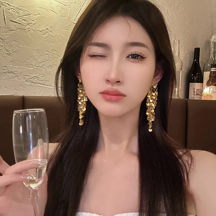 合金耳饰 大气高级感金属夸张流苏耳环女轻奢长款百搭气质时尚98~