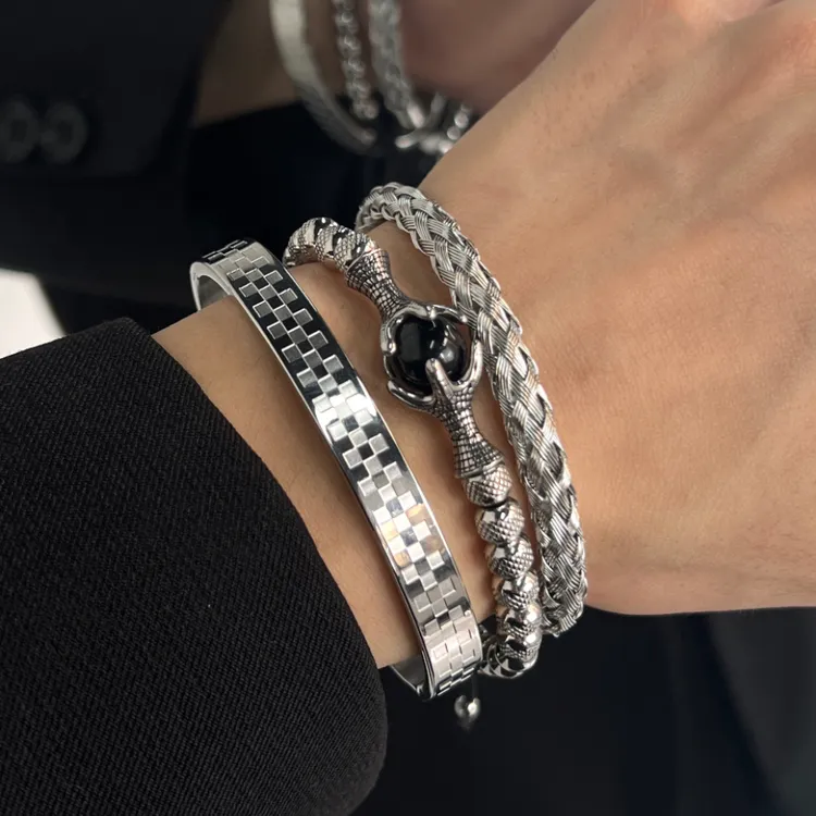 钛钢手镯 个性男生潮牌小众嘻哈设计感龙爪男士手环女手镯情侣ins