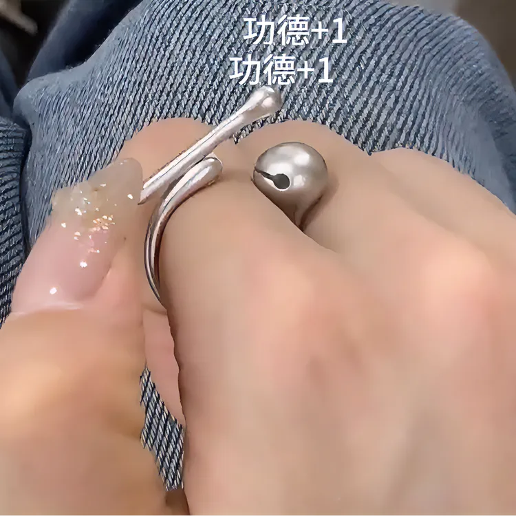 合金戒指 解压可按动功德木鱼戒指原创设计个性男女精致小众指环