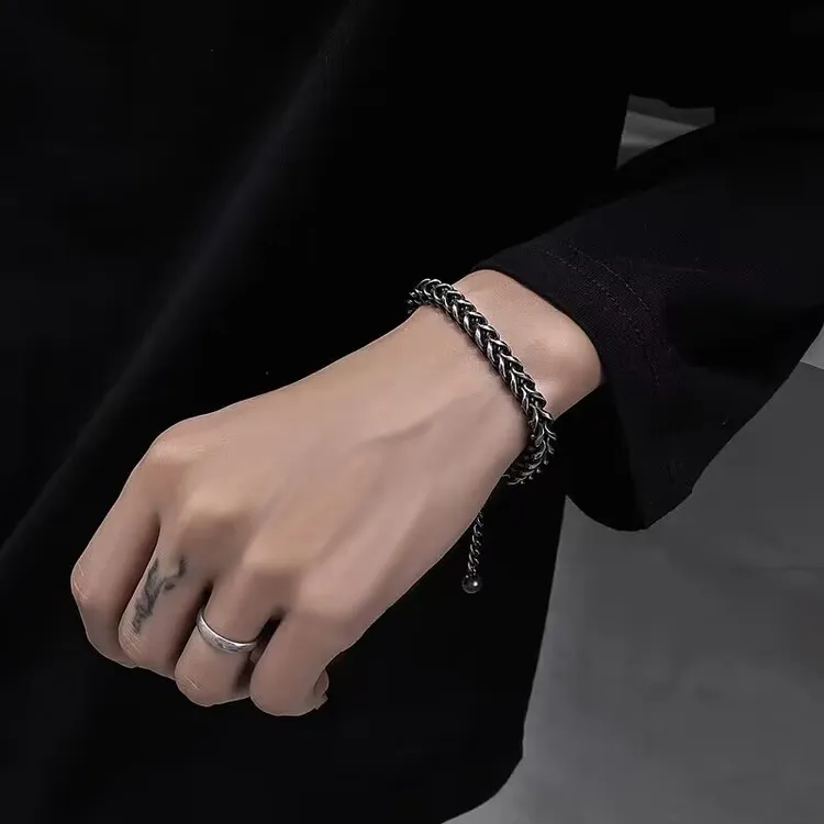 钛钢手链 凯撒复古做旧个性男生配饰手链小众ins潮流冷淡风素款