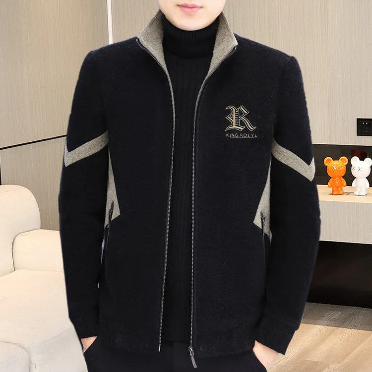 秋冬季加绒加厚毛呢夹克外套男高端帅气潮流保暖冬装短款呢子大衣