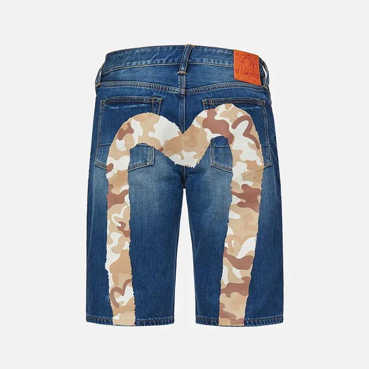 EVISU 夏季迷彩笔刷大M印花休闲五分男士牛仔短裤 2ESHTM1DS206XX