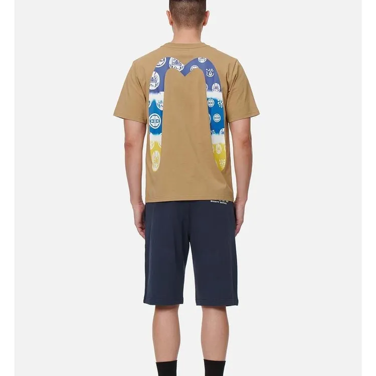 EVISU 男女同款修身扎染效果大M印花短袖T恤2ESHTM3TS701XXCT