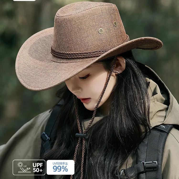 西部牛仔帽子男女夏季户外旅游拍照遮阳防晒骑士帽藏族大沿爵士帽