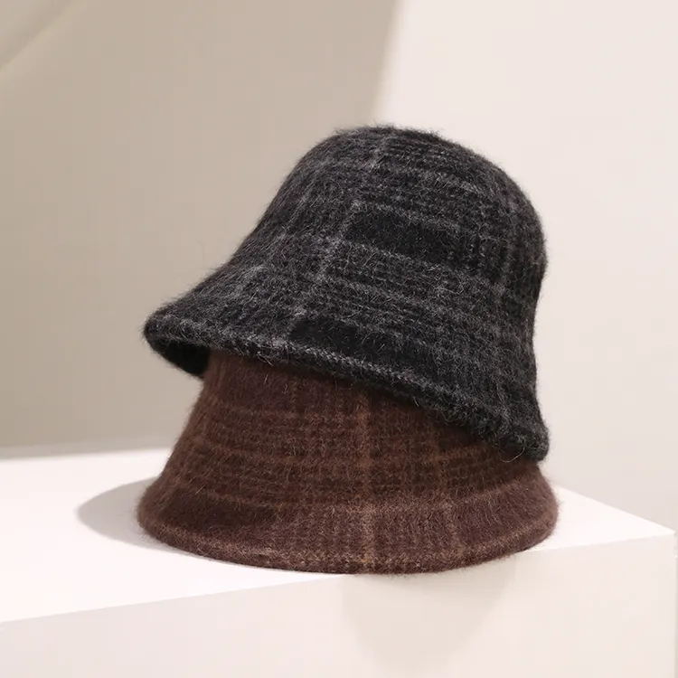 一棵藤新款秋冬季渔夫帽百搭帽子女冬季帽冬天加绒保暖拼色盆帽