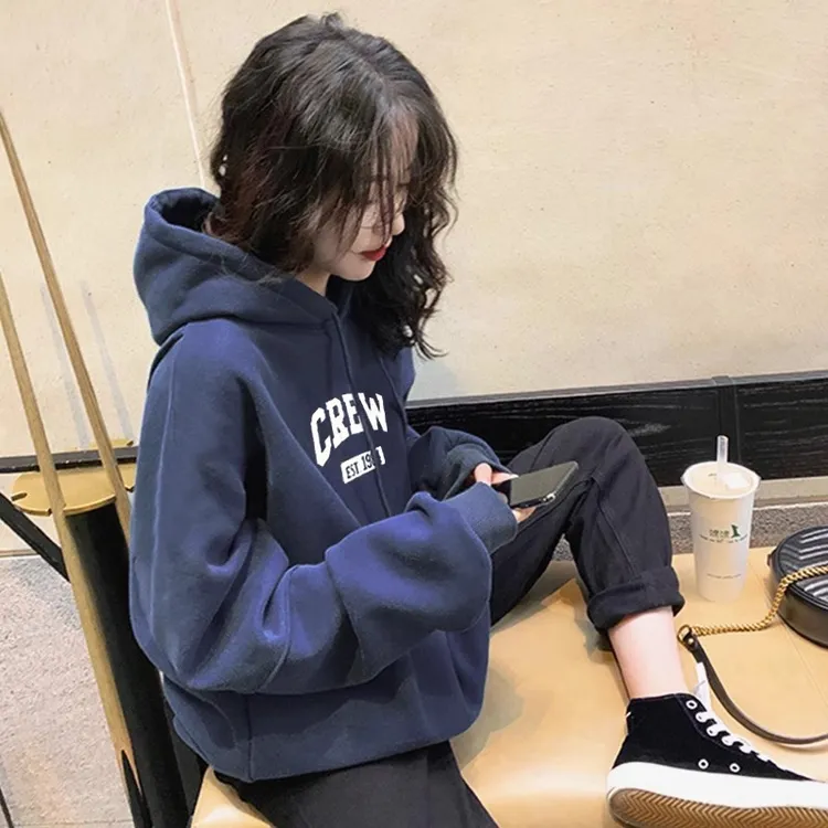 长袖上衣秋冬新款连帽卫衣女韩版宽松小众上衣ins卫衣洋气外套潮
