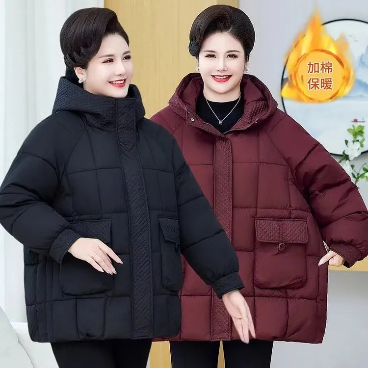 120女装-260斤特大码夹棉加厚防寒保暖中老年加肥加大冬季宽松女