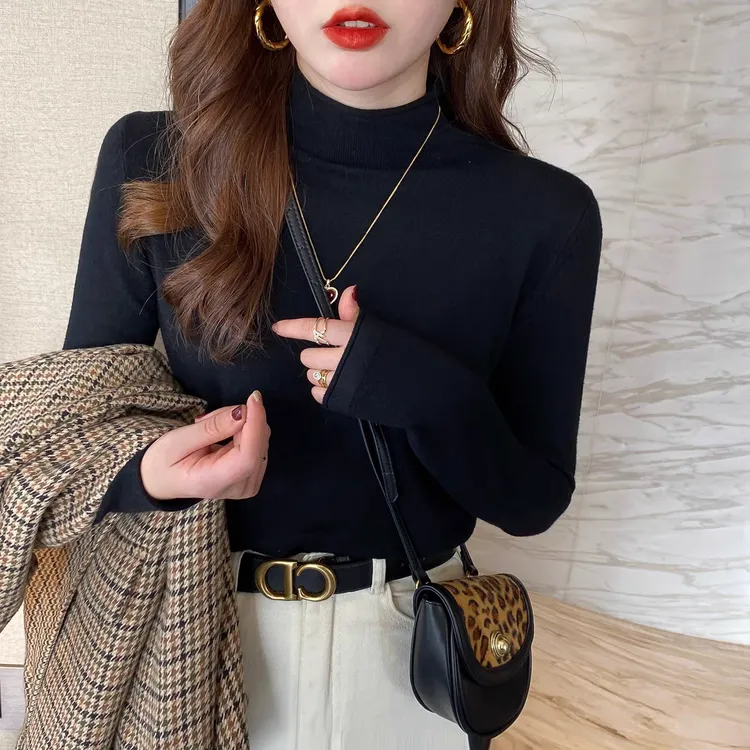 【9585款 2件装】秋冬款款奶fufu正肩内搭显瘦长袖打底衫家人加厚