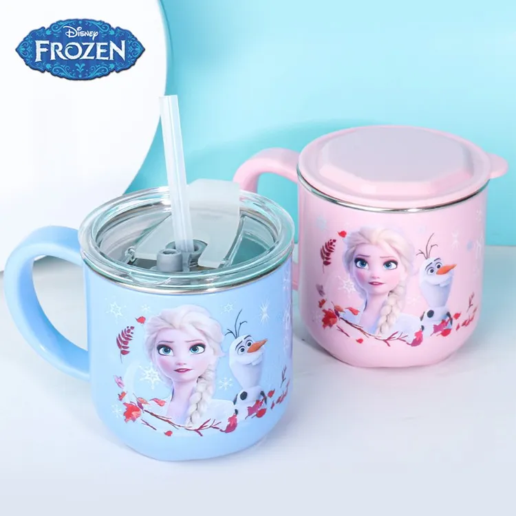 冰雪奇缘艾莎儿童不锈钢水杯家用防摔女生学生水杯牛奶杯子