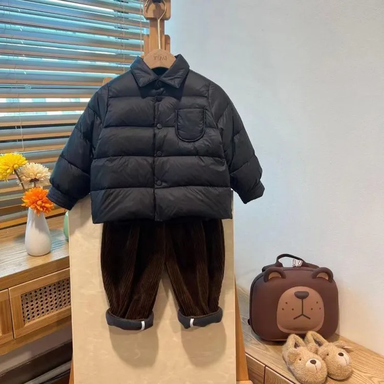 保暖棉服加绒男洋气2024新款宝宝冬季冬款加厚外套中小童轻薄棉衣