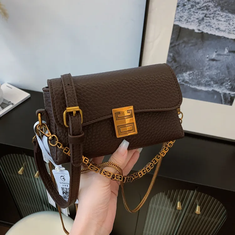 专柜正品爆款高级感时尚女包斜挎链条2025年新款潮荔枝纹单肩小包