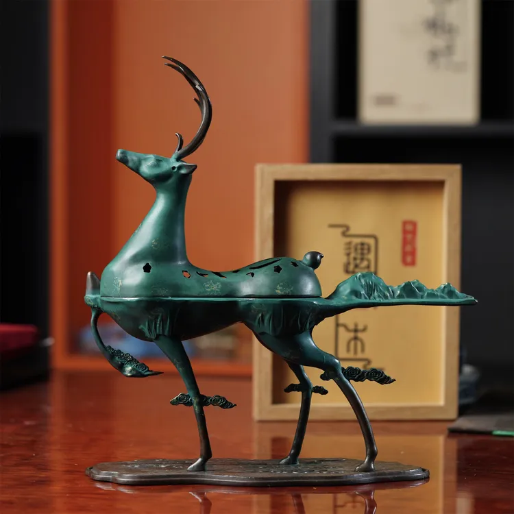 【香炉】生财有鹿青云星空鹿香薰炉 大尺寸精挑 （送檀香无粘粉线香）