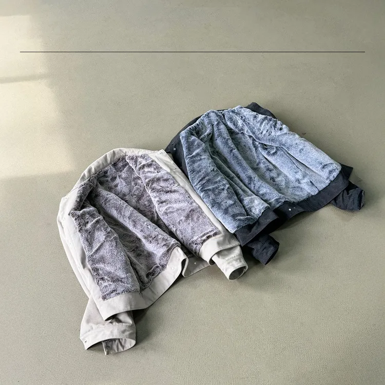 冬季男士加厚“长耳定光”16OZ碧纹水洗帆布仿兔毛拼接廓形夹克外套