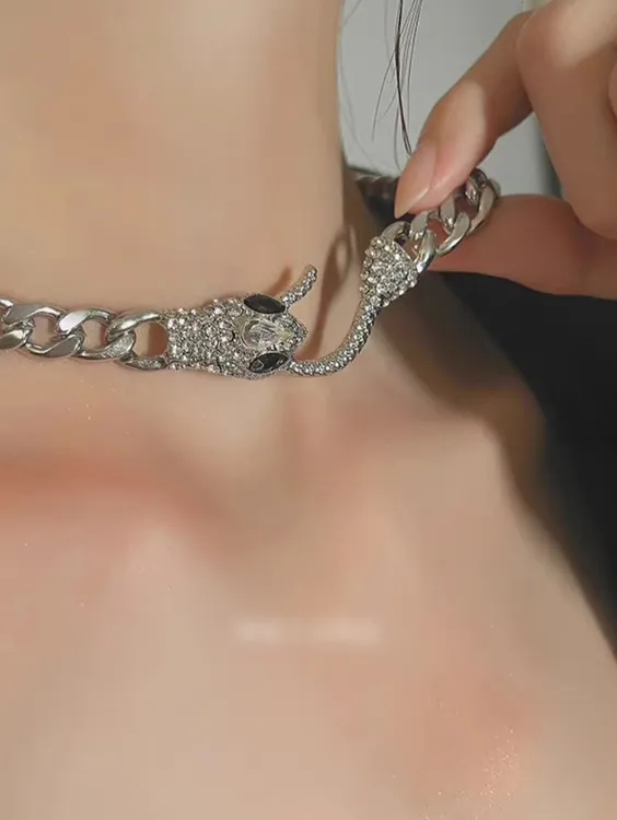 合金项链 蛇形项链女古巴锁骨链颈链小众夸张气质甜酷ins嘻哈时尚