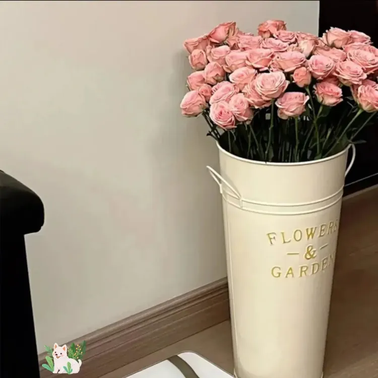 鲜花桶醒花桶复古铁艺花瓶泡花插干花桶花店家用花器装饰花盆花束