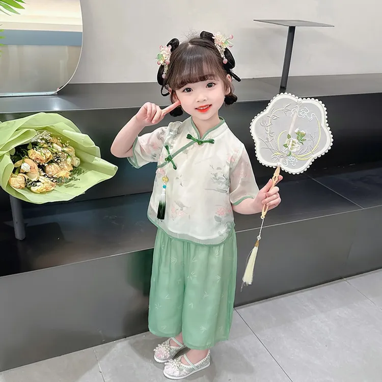 古风汉服女童夏款中国风旗袍儿童表演服超仙改良唐装裤女宝宝套装