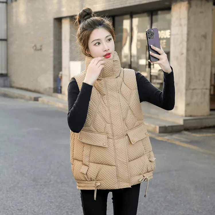 新款棉马甲女冬季保暖2025新款网红爆款立领外穿马夹短款坎肩背心