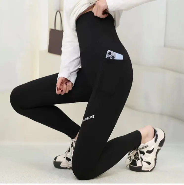 夏季薄款单口袋九分裤高腰打底裤提臀外穿弹力鲨鱼鲨鱼裤伽紧身