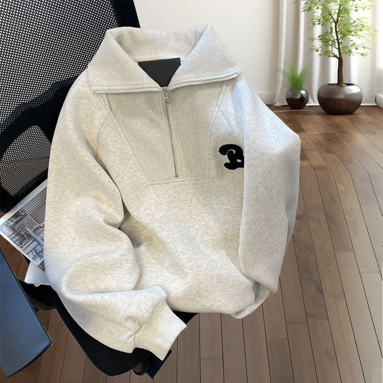 特大码245斤加绒学院风半拉链翻领设计宽松休闲显瘦薄款卫衣ins女