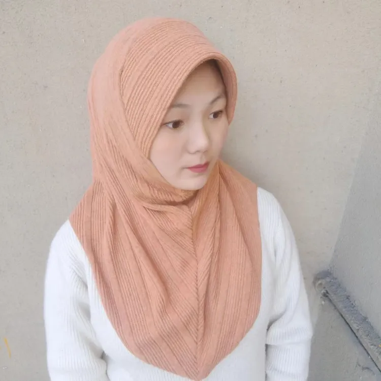 回中老年绒面海绵帽保暖套头方便盖头纱巾舒适柔软纱巾