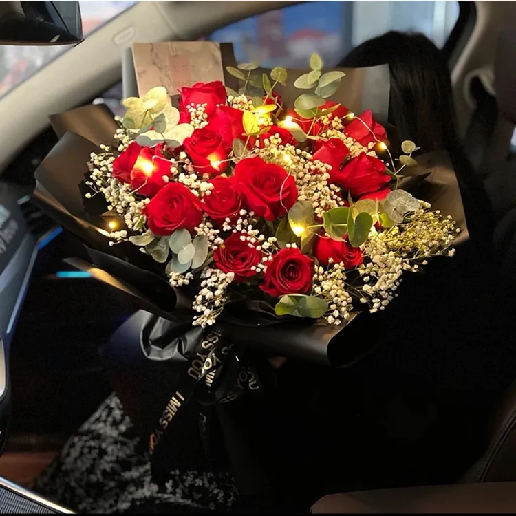 【爱你久久】19朵红玫瑰鲜花花店同城配送女友老婆生日礼物表白告白