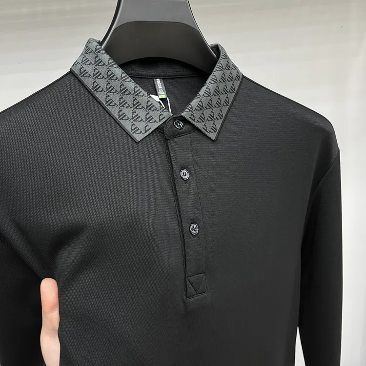 【专柜同款】高端轻奢新品男士长袖Polo衫春秋长袖棉T恤翻领打底衫