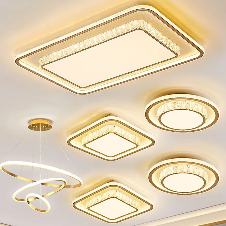 家用水晶长方形客厅灯大厅灯北欧现代简约大气卧室吸顶灯房间灯