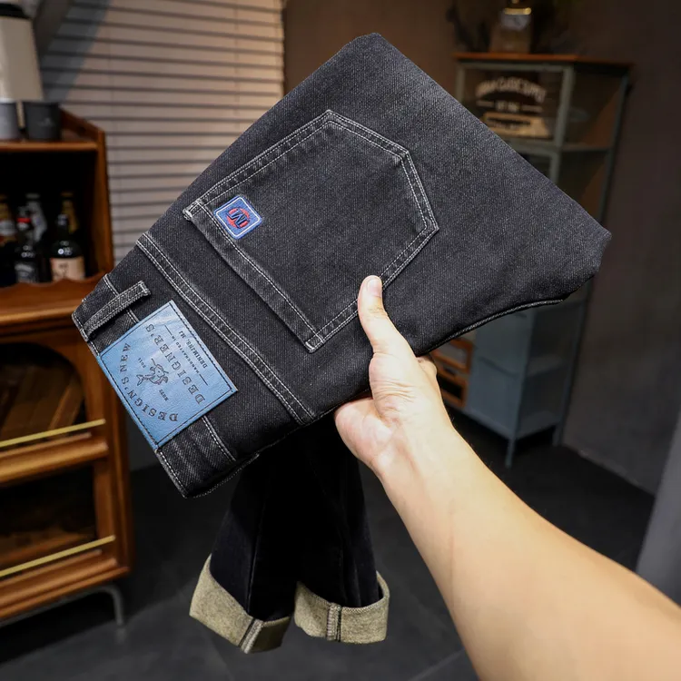 高端男士牛仔裤秋季新款潮流百搭弹力修身耐磨小直筒休闲长裤男款