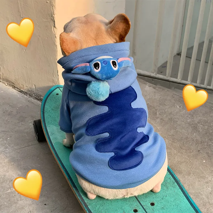 秋冬加绒款法斗巴哥斗牛犬衣服博美可爱搞笑保暖卫衣舒适弹力帽衫