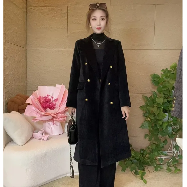 2025新款中长款加棉显瘦大衣高端气质西服女宽松时尚女款