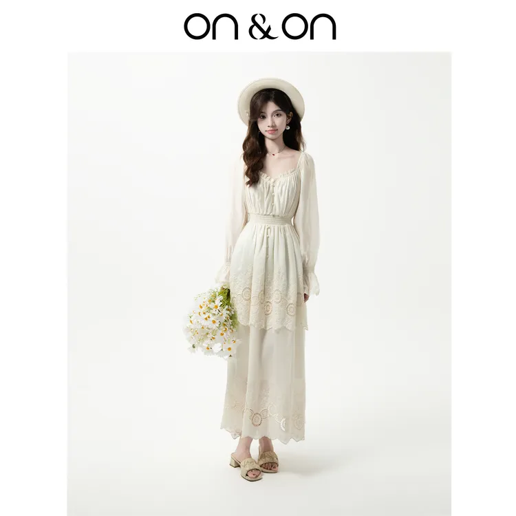 ON&ON/安乃安秋季新款复古慵懒浪漫女装高腰连衣裙N4SA1623191