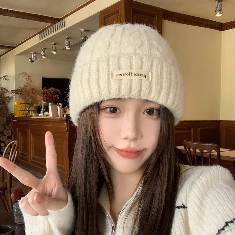 2025新款针织帽子女秋冬季韩系百搭显脸小护耳毛线帽保暖包头冷帽