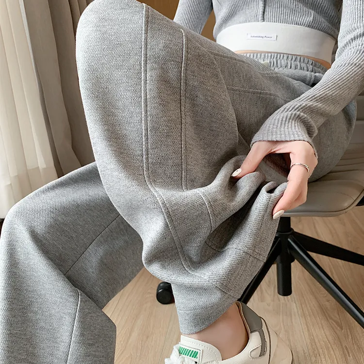 灰色运动裤女宽松束脚春秋2023新款显瘦直筒香蕉裤阔腿休闲卫裤